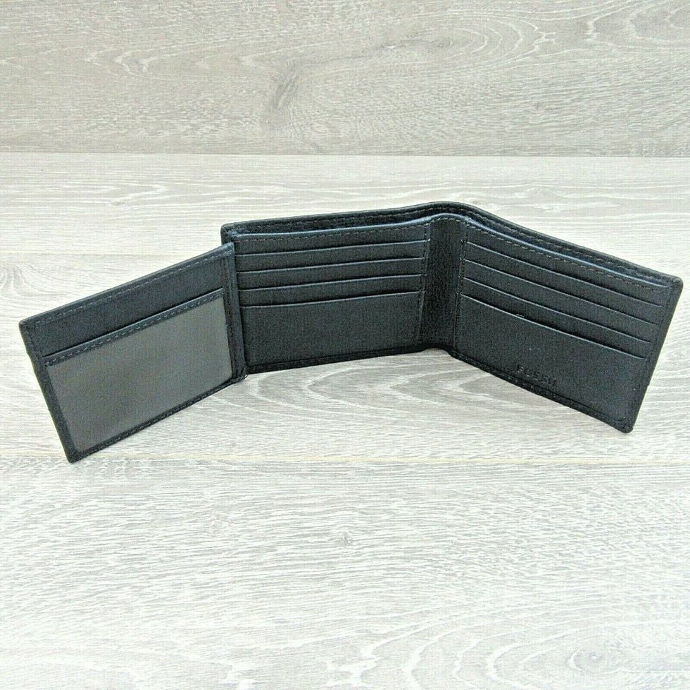Fossil Lufkin Traveler Leather Deep Indigo Men's Wallet NEW - Picture 5 of 12